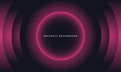 Futuristic Pink Abstract Gradient Background, Glowing Neon Circles and Waves Digital Art