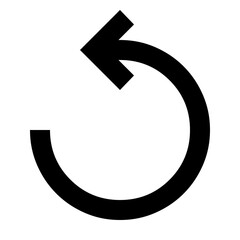 Black curved arrow icon for replay or refresh