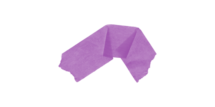 A purple polygon shape with jagged edges set against a stark black background in a simple composition