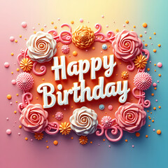 Happy birthday with high quality gradient background 