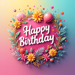 happy birthday card with flowers