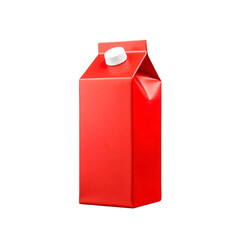 Red milk carton isolated on transparent background