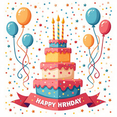 cake for happy birthday celebration enjoy illustration