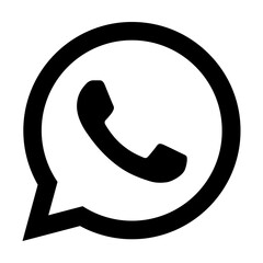 Black WhatsApp app icon in a speech bubble