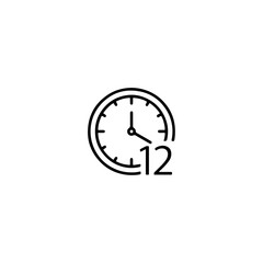 12 hour clock icon flat vector design. 01