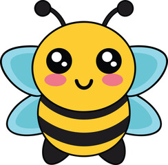 Cute Cartoon Bee with Big Eyes and Rosy Cheeks Isolated on a White Background new 2025 trendy
