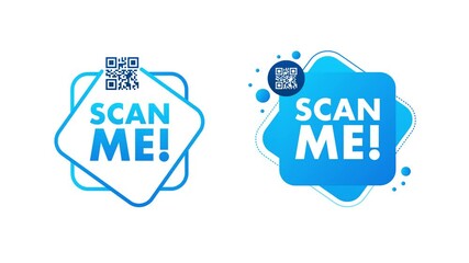Scan me icons animation with qr code for online shopping and cashless payment - Powered by Adobe
