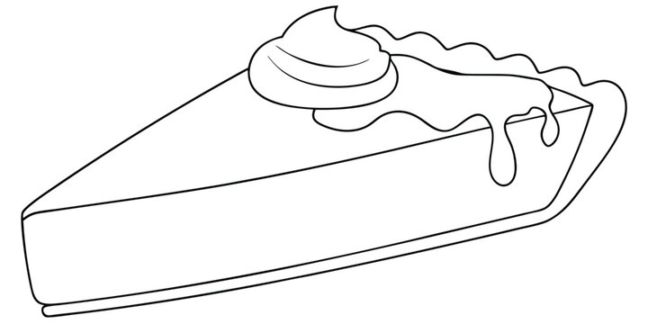 black and white pie slice with whipped cream clip art preview