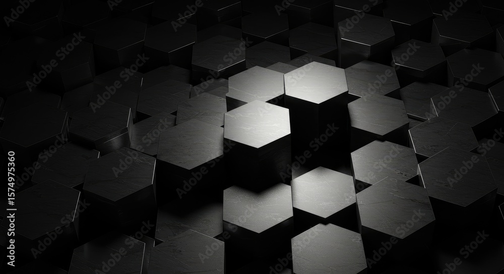 Poster abstract geometric pattern of hexagonal blocks