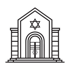 Fototapeta premium Simple line art of jewish synagogue building silhouette vector illustration