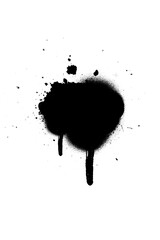Aerosol black paint texture with splattered drips in gritty grunge style. Transparent background perfect for posters, covers, and street art visuals.
