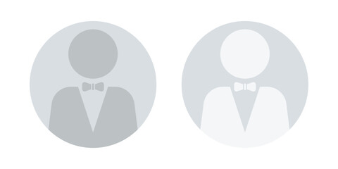 No profile picture icon vector flat illustration. Avatar, male gender in bow tie silhouette, profile picture. Suitable for social media profiles, icons and as a template.