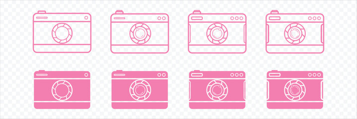 Camera icon set. photo camera in flat style symbol. photography camera line art signs. camera line icon, photo snap camera line art symbol, camera icon vector eps 10