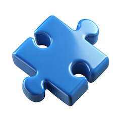 Obraz premium 3d blue puzzle piece isolated on transparent background