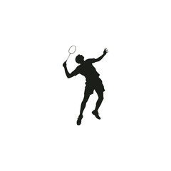 Badminton Player Jumping Smash Silhouette