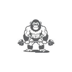Muscular Gorilla Lifting Barbell