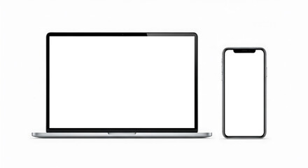 Modern Laptop and Smartphone Mockup with Empty Screens