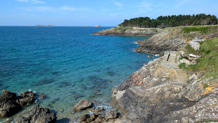 Coastal view from the GR 34 trail near Dinard, Brittany, France