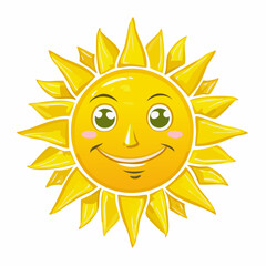 Fototapeta premium whimsical sun icon in flat design with playful rays and cheerful weather aesthetic