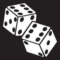 Dice six side face icon set. Playing cubes rolling dice vector isolated on transparent background. Six-sided dice, die for casino gambling line art icon for apps and websites. Vector illustration. 