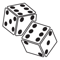 Dice set with editable stroke, dice faces outline for laser cutting and engraving