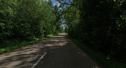 Highway wide road, transport and blue sky on a summer day