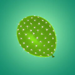 Balloon covered with cactus prickles on teal gradient background