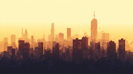 Fototapeta premium Minimalistic Abstract Cityscape – Modern Urban Skyline