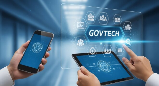 Govtech digital transformation technology innovation government services mobile tablet application interface