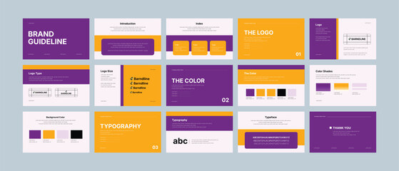 
Multicolored Brand identity design template. Creative brand guidelines layout. Creative Brand Guideline Presentation. Corporate Brand strategy guide design.