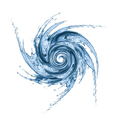 Clean water swirling in air on white background