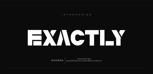 Exactly Creative modern technology alphabet fonts. Abstract typography urban sport, techno , fashion, digital, future creative logo font.