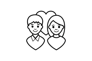 Fototapeta premium Couple in Love with Heart Silhouette Graphic Illustration
