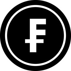 Swiss franc currency coin icon symbol. Popular international currency sign isolated on transparent background. Franc money coin sign. Vector illustration.