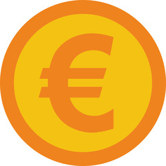 Obraz premium Euro currency coin icon symbol. Popular international currency sign isolated on transparent background. Euro money coin sign. Vector illustration.