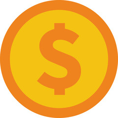 US dollar currency coin icon symbol. Popular international currency sign isolated on transparent background. Dollar money coin sign. Vector illustration.