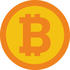Bitcoin digital currency coin icon symbol. Popular international currency sign isolated on transparent background. Bitcoin money coin sign. Vector illustration.