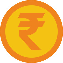Rupee currency coin icon symbol. Popular international currency sign isolated on transparent background. Rupee money coin sign. Vector illustration.
