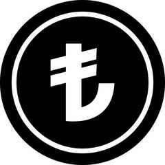 Lira currency coin icon symbol. Popular international currency sign isolated on transparent background. Turkish lira money coin sign. Vector illustration.