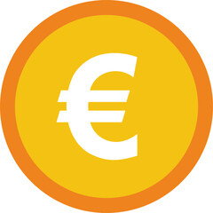 Euro currency coin icon symbol. Popular international currency sign isolated on transparent background. Euro money coin sign. Vector illustration.