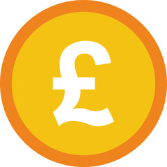 Pound currency coin icon symbol. Popular international currency sign isolated on transparent background. Pound money coin sign. Vector illustration.