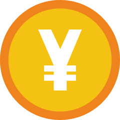 Yen currency coin icon symbol. Popular international currency sign isolated on transparent background. Japanese yen money coin sign. Vector illustration.