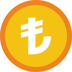 Obraz premium Lira currency coin icon symbol. Popular international currency sign isolated on transparent background. Turkish lira money coin sign. Vector illustration.