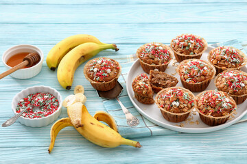 banana bread oat muffins with christmas sprinkles