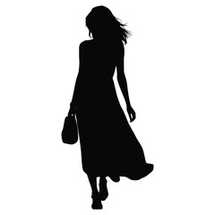 Woman in Sleeveless Summer Dress Silhouette - Fashion, Vacation & Casual Wear Design Element