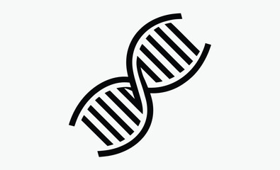 DNA icon silhouette, genetic helix vector, molecular structure silhouette, science symbol design, black and white genome illustration