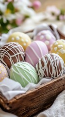 Pastel colored truffle-style cake pops with icing decoration