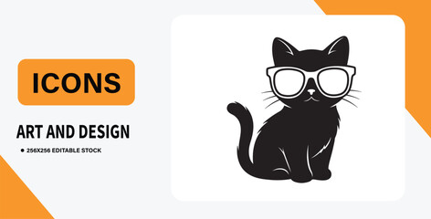 Cool Cat in Sunglasses Vector Icon for Art and Design Projects