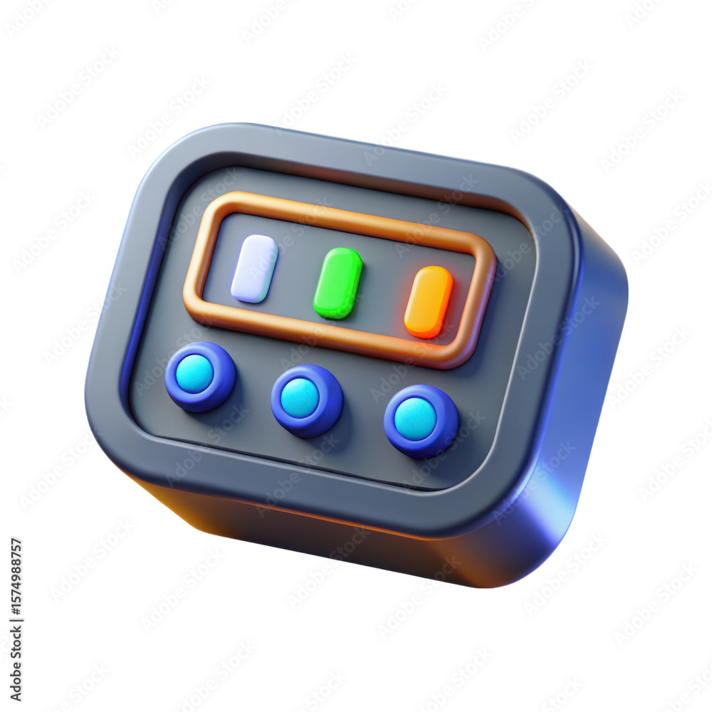  3d device displaying three status indicators and buttons high quality 3d isolated on white backgroun