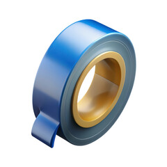 High quality 3d blue tape roll isolated on background with gold core perfect for creative projects